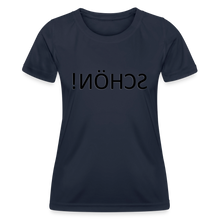 Lade das Bild in den Galerie-Viewer, Frauen Funktions-T-Shirt SCHÖN! Spiegelschrift - Navy
