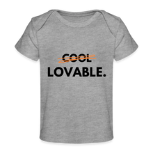 Lade das Bild in den Galerie-Viewer, Baby Bio-T-Shirt LOVABLE. - schwarze Schrift - Grau meliert