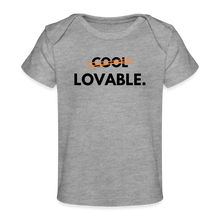 Lade das Bild in den Galerie-Viewer, Baby Bio-T-Shirt LOVABLE. - schwarze Schrift - Grau meliert