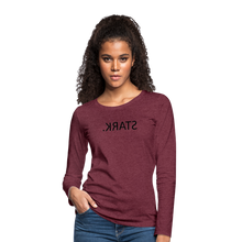 Lade das Bild in den Galerie-Viewer, Langarmshirt STARK. Spiegelschrift - Bordeauxrot meliert
