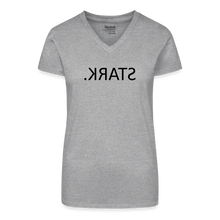 Lade das Bild in den Galerie-Viewer, T-Shirt mit V-Ausschnitt - STARK. Spiegelschrift - Grau meliert