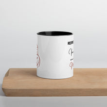 Lade das Bild in den Galerie-Viewer, Respekt bitte! - Tasse mit farbiger Innenseite für Linkshänderinnen