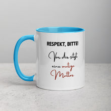 Lade das Bild in den Galerie-Viewer, Respekt bitte! - Tasse mit farbiger Innenseite für Rechtshänderinnen