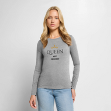 Lade das Bild in den Galerie-Viewer, Langarmshirt QUEEN not PRINCESS - Grau meliert
