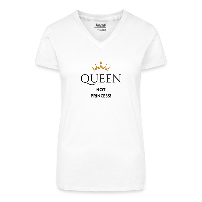 T-Shirt mit V-Ausschnitt QUEEN not PRINCESS - Weiß