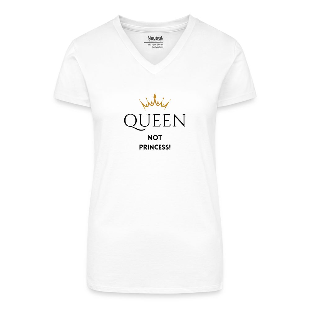 T-Shirt mit V-Ausschnitt QUEEN not PRINCESS - Weiß