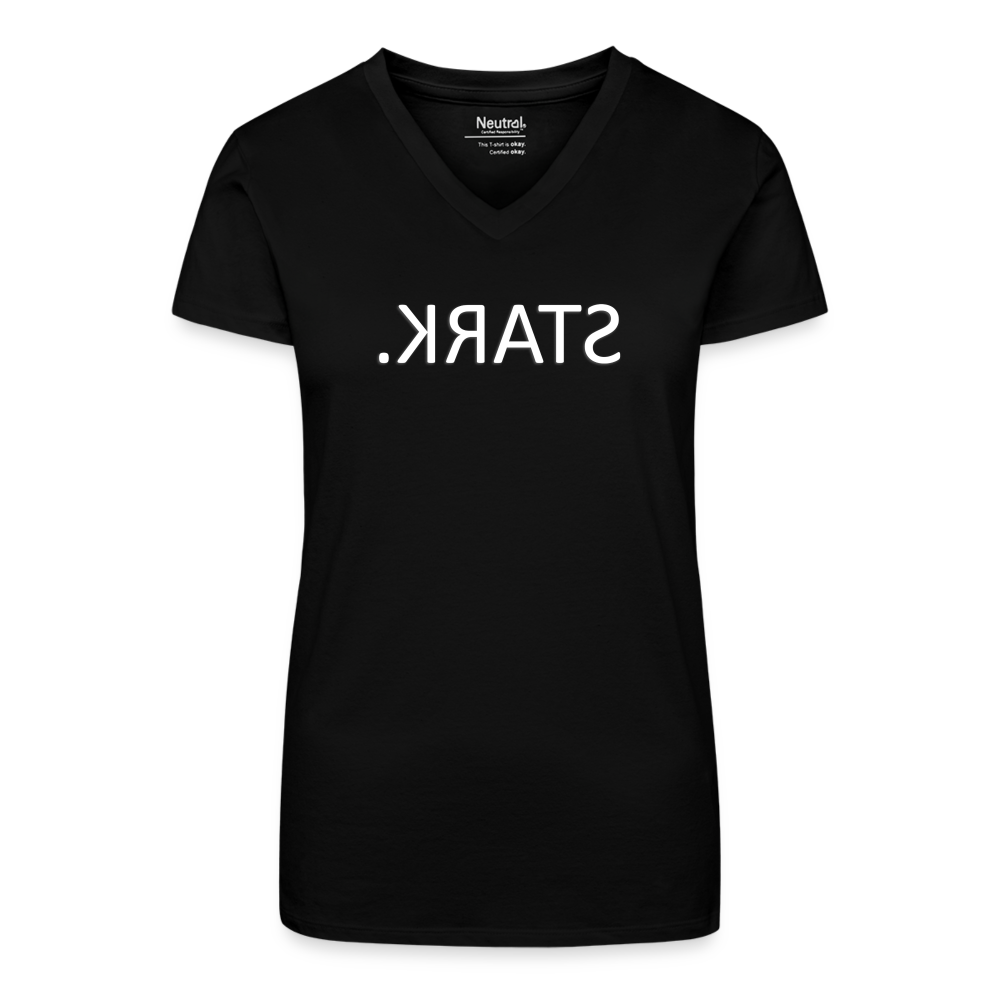 T-Shirt mit V-Ausschnitt STRAK Spiegelschrift II - Schwarz