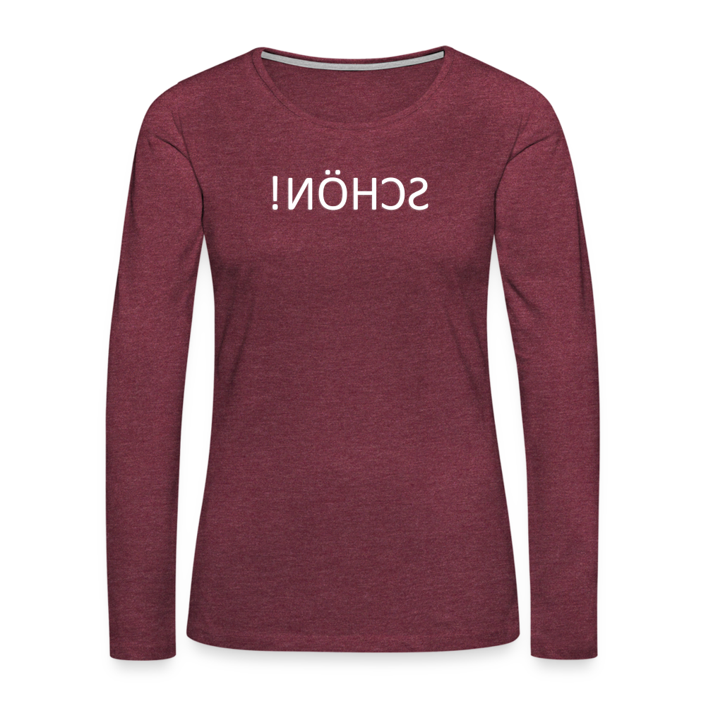 Langarmshirt SCHÖN Spiegelschrift II - Bordeauxrot meliert