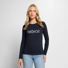 Lade das Bild in den Galerie-Viewer, Langarmshirt SCHÖN Spiegelschrift II - Navy
