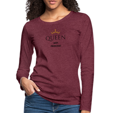 Lade das Bild in den Galerie-Viewer, Langarmshirt QUEEN not PRINCESS - Bordeauxrot meliert
