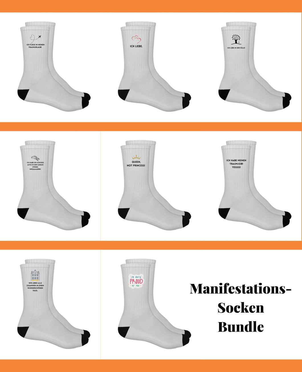 8 Paar Manifestations-Socken Bundle Größe 37-40